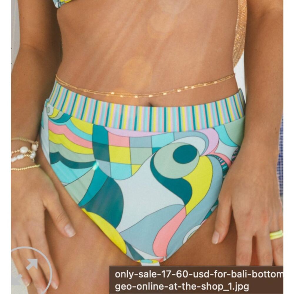 SHOW ME YOUR MUMU Bali Bottom Go Go Geo Blue Pink Print Stripe BandM